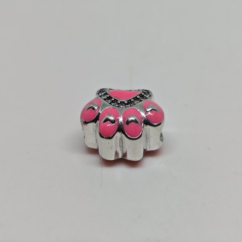 Silver Charm S925 Dog Paw with Pink Enamel and Zirconia like new
