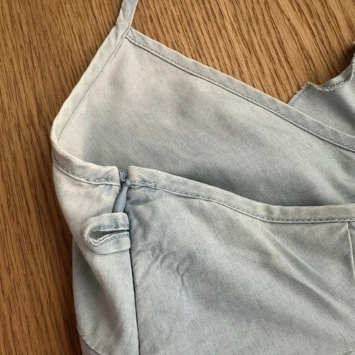 Miss Sixty Chambray Denim Dress halter with ruffles like new, light blue