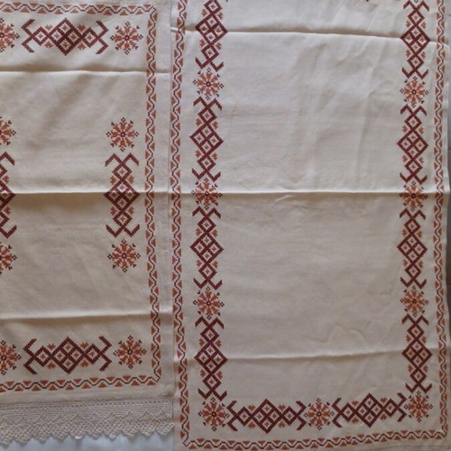 Embroidered linen table runners set of 2, handmade, new