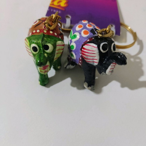 Keychain from India new with 2 elephants and bell