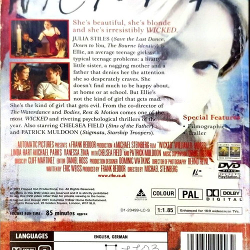 Wicked DVD thriller movie used with Julia Stiles, subtitles