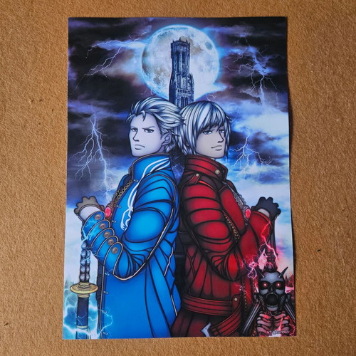 Devil May Cry 3 Handmade Poster with Dante and Vergil made to order