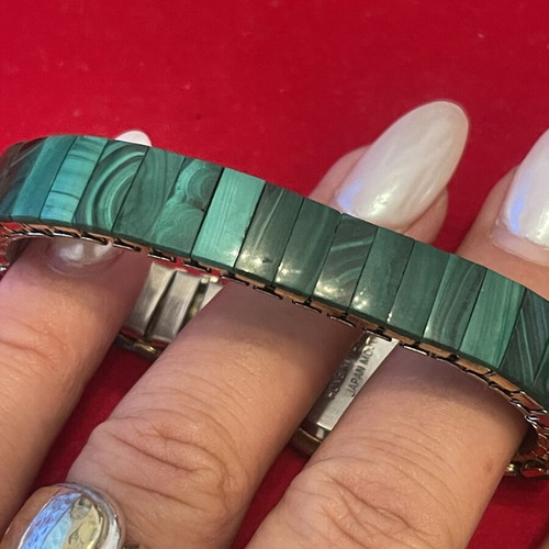 Gemtime women's watch with malachite vintage used, elastic band