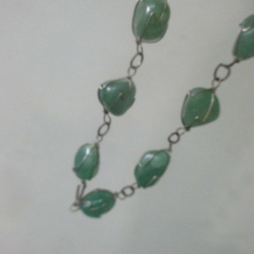 Aventurine Basket Necklace new, 80 cm length, green silver