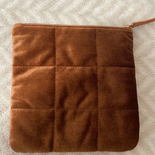 Cacharel Yes I am velvet toiletry bag like new, brown