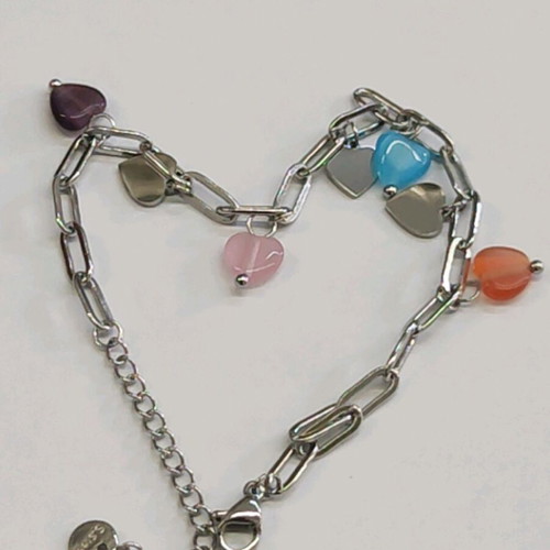 Steel bracelet new, pink and silver