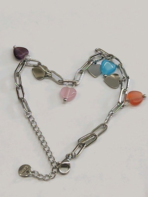 Steel bracelet new, pink and silver