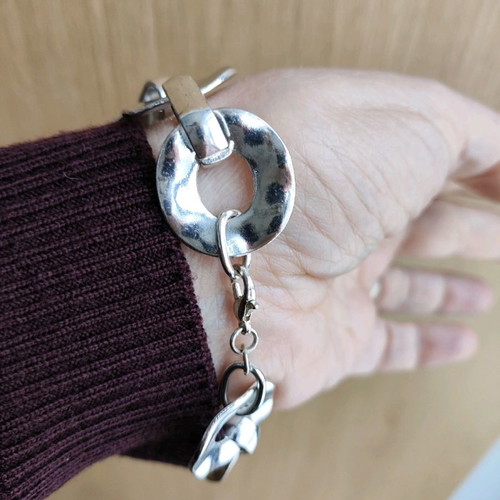 Silver-plated bracelet used, shiny, 19 cm length