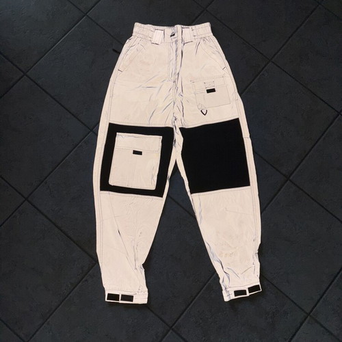 Bershka Reflective Cargo Pants Size S Like New, Gray