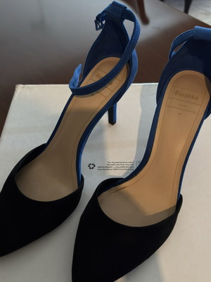 Bershka Two-Tone Pumps Size 40 Like New, Blue and Black with Ankle Strap