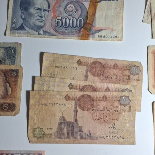 Paper money collection used from Europe, Asia, America