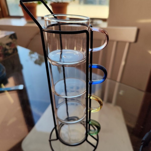 Espresso cups like new, set of 4 with stand