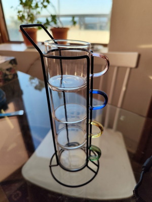 Espresso cups like new, set of 4 with stand