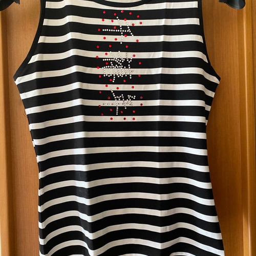 Vogue striped tank top used with crystals, black and white, size S