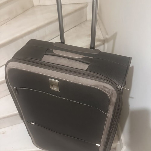 Delsey large travel suitcase like new, fabric with velour details
