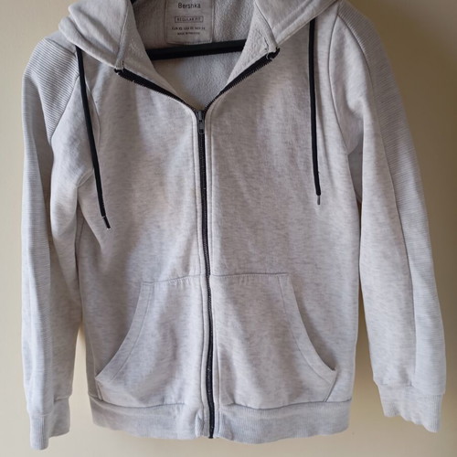Bershka unisex grey hoodie with zipper