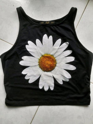 90's crop top elastic unused, size S/M, black and yellow