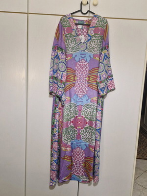 Caftan new, one size, multicolor, 100% polyester with slits and pockets