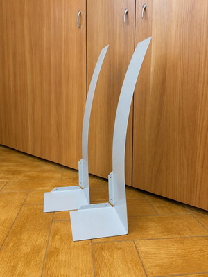 Set of 2 silver metal wall shelves used, curved design