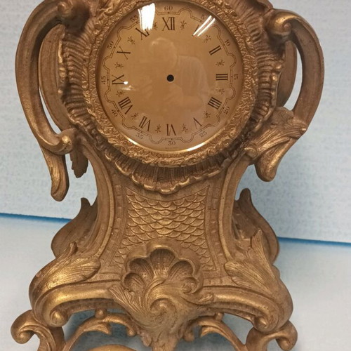 Vintage table clock base used, bronze with dial