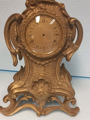 Vintage table clock base used, bronze with dial