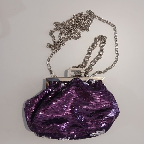 Purple evening bag with sequins