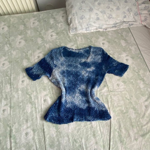 90s vintage blue short-sleeve top like new