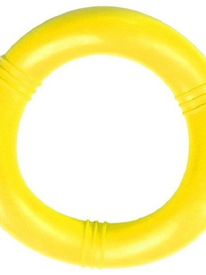 Trixie dog toy rubber ring 15cm new, yellow and red