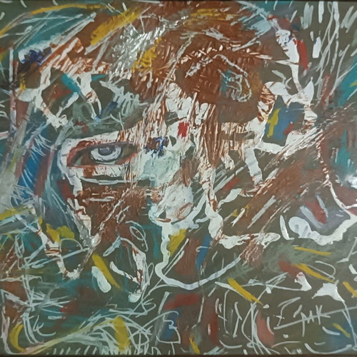 Modern painting titled ΒΑΘΥ ΚΟΥΡΑΣΜΕΝΟ ΒΛΕΜΜΑ custom order