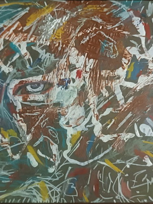 Modern painting titled ΒΑΘΥ ΚΟΥΡΑΣΜΕΝΟ ΒΛΕΜΜΑ custom order