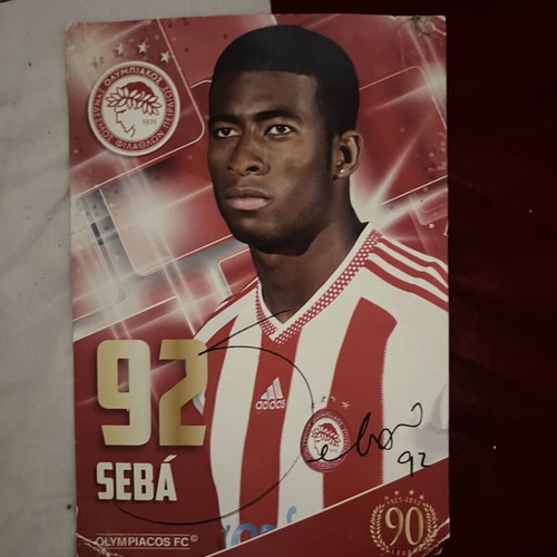 Olympiacos collectible card with Sebá autograph 2015-2016 used