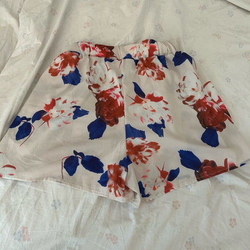 Semi-transparent white floral shorts like new, size S-M