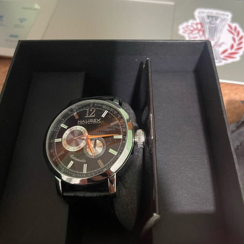 Haurex Maestro automatic men's watch like new with black leather strap