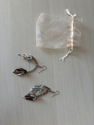 Handcrafted Origami Earrings, beige and brown
