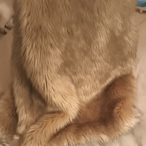 Vintage vegan fur vest refurbished, beige, long with clips