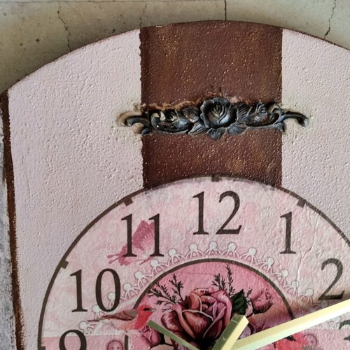 Handmade wooden shabby chic vintage wall clock 43cm, new