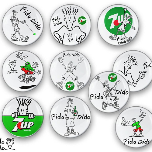 Fido Dido pins set of 10 new, 90s designs