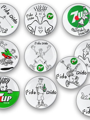 Fido Dido pins set of 10 new, 90s designs