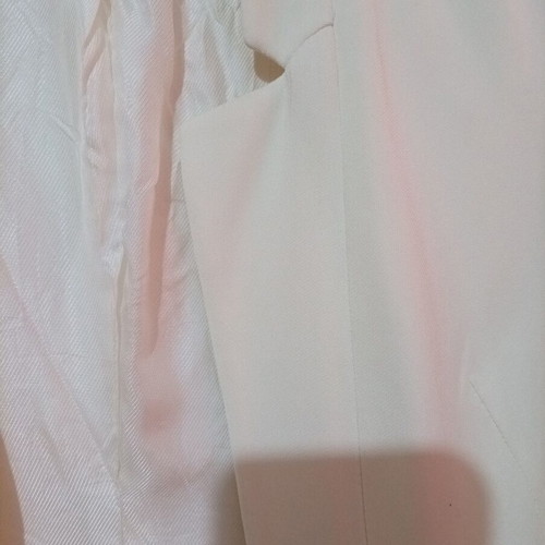 Zara Basic modern long sleeveless jacket with shoulder pads, off-white