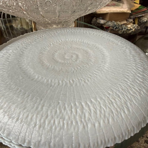 Dinner plates set of 6, opaline blue swirl design, 25.5cm