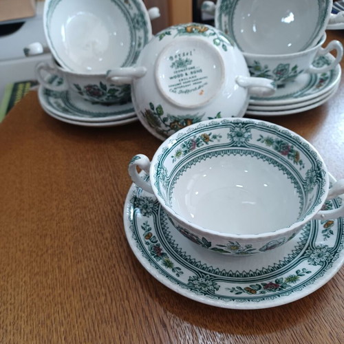 Porcelain serving set Wood & Sons Dorset used, 6 soup bowls with plates