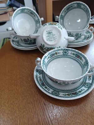Porcelain serving set Wood & Sons Dorset used, 6 soup bowls with plates