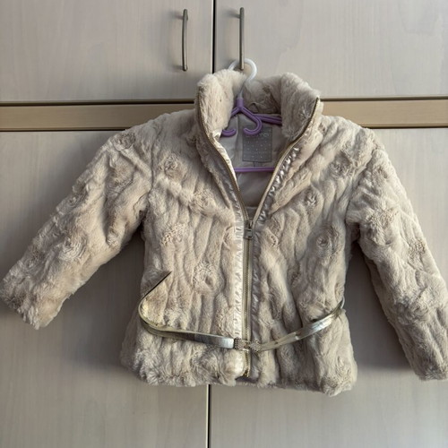 Evita fur jacket for girl, size 6, beige