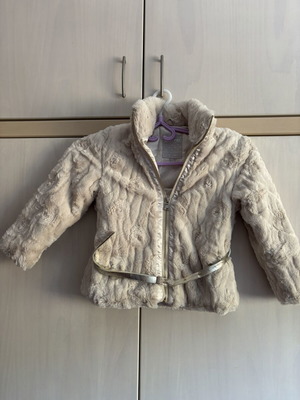 Evita fur jacket for girl, size 6, beige