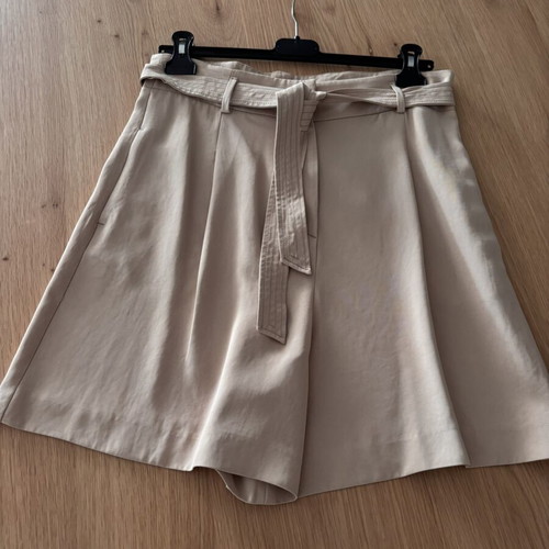 Massimo Dutti High-Waisted Fabric Bermuda Shorts Nude Medium Like New