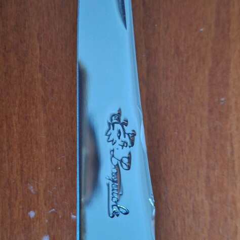 French knife new with leather sheath, 10 cm blade length