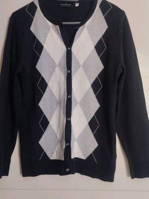 Cardigan used, dark blue with diamond pattern, size S