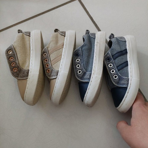 No25 canvas shoes like new, beige and blue, 2 pairs