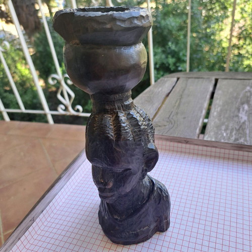 African vintage wood carving used ebony