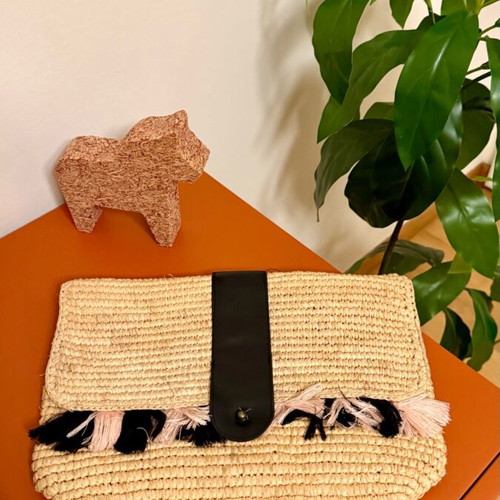 Maison Scotch Beach Freaks raffia clutch bag like new